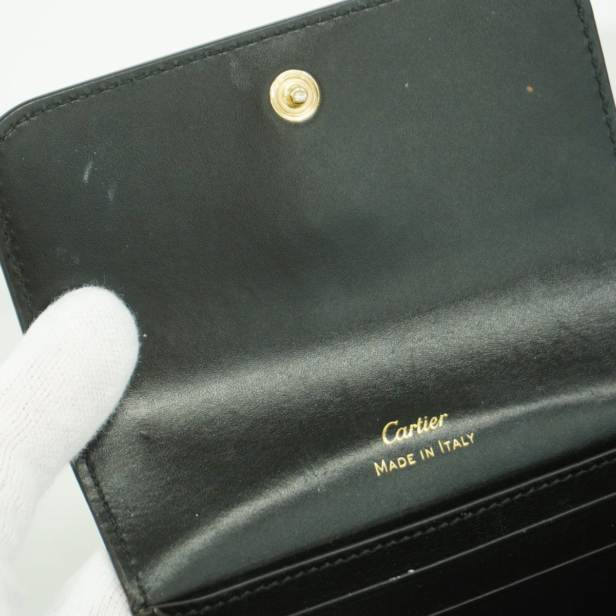 【6ge5838】カルティエ コインケース レザー ブラック ゴールド金具【中古】レディース