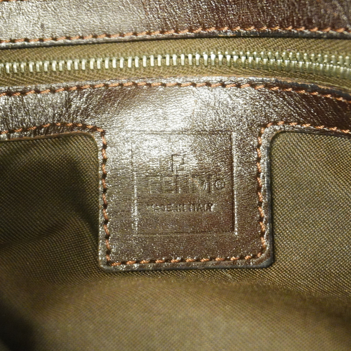 【6ge5852】フェンディ ハンドバッグ ズッカ マンマバケット ナイロンキャンバス ブラウン シルバー金具【中古】レディース