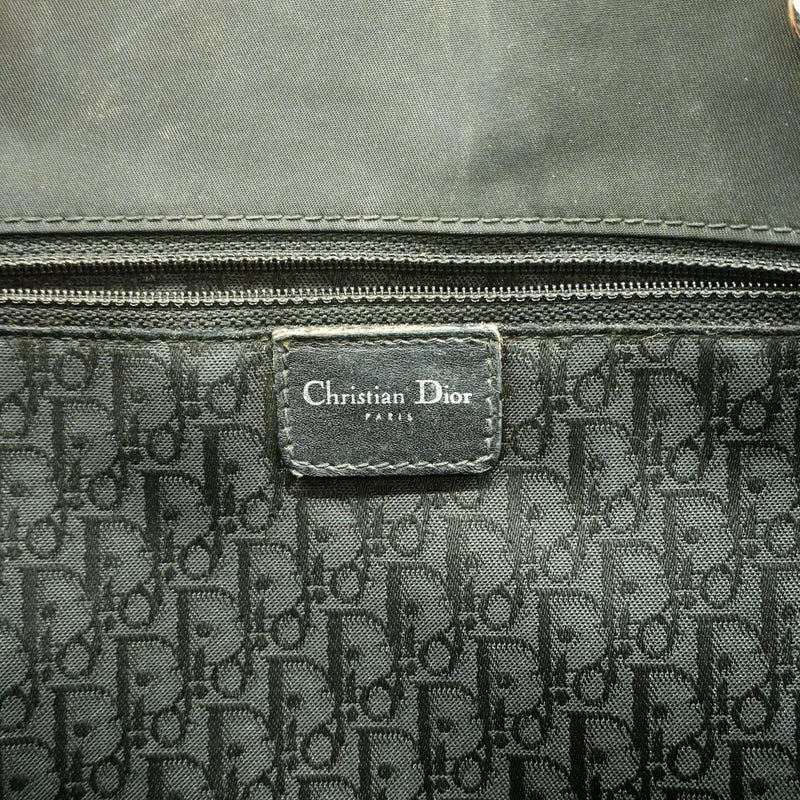 【6ge5857】クリスチャンディオール トートバッグ カナージュ ナイロン ブラック シルバー金具【中古】レディース