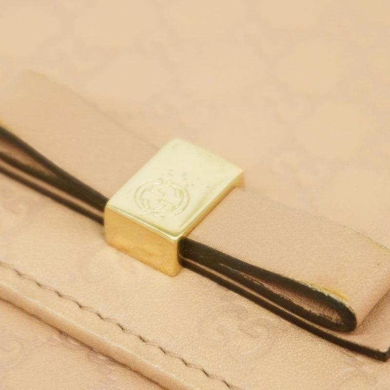 【6ge5859】グッチ 長財布 グッチシマ 388679 レザー ピンク ゴールド金具【中古】レディース