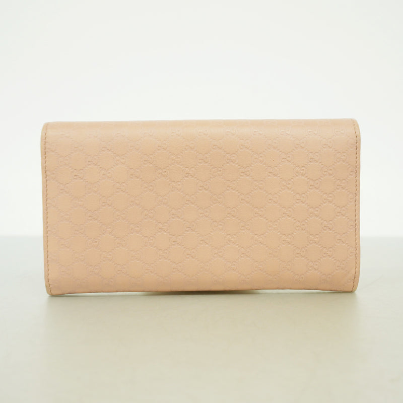 【6ge5859】グッチ 長財布 グッチシマ 388679 レザー ピンク ゴールド金具【中古】レディース