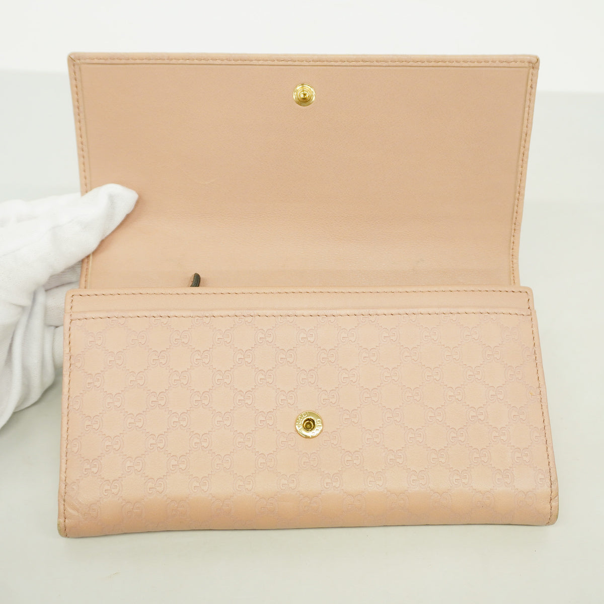 【6ge5859】グッチ 長財布 グッチシマ 388679 レザー ピンク ゴールド金具【中古】レディース
