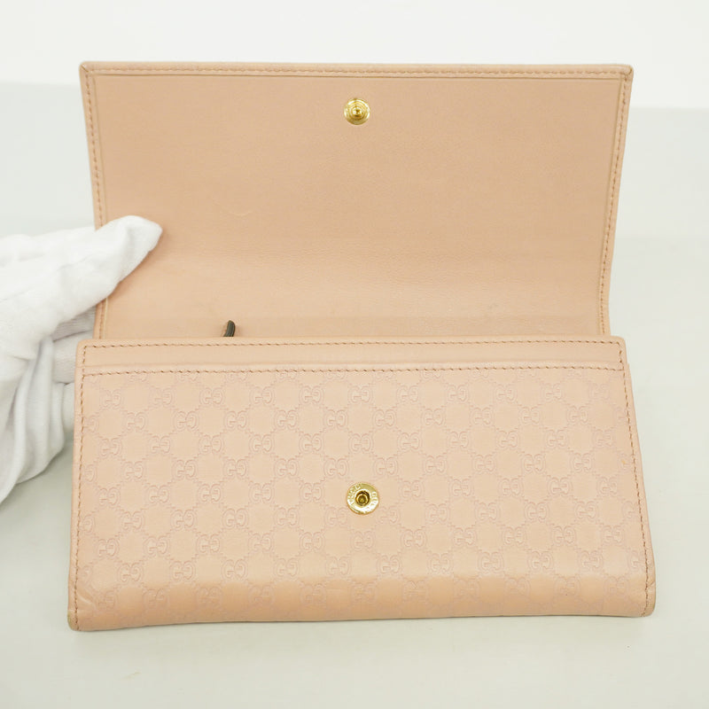 【6ge5859】グッチ 長財布 グッチシマ 388679 レザー ピンク ゴールド金具【中古】レディース