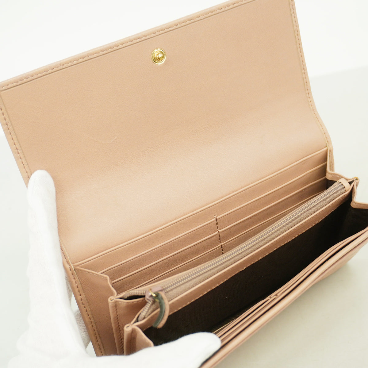 【6ge5859】グッチ 長財布 グッチシマ 388679 レザー ピンク ゴールド金具【中古】レディース