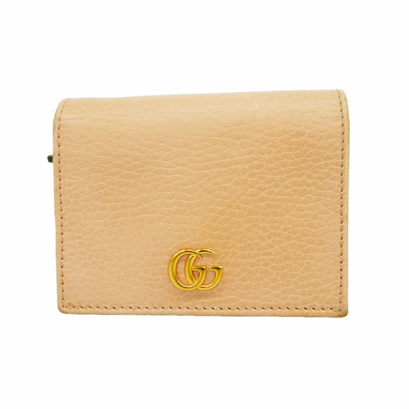 【6ge5860】グッチ 財布 GGマーモント レザー ピンク ゴールド金具【中古】レディース