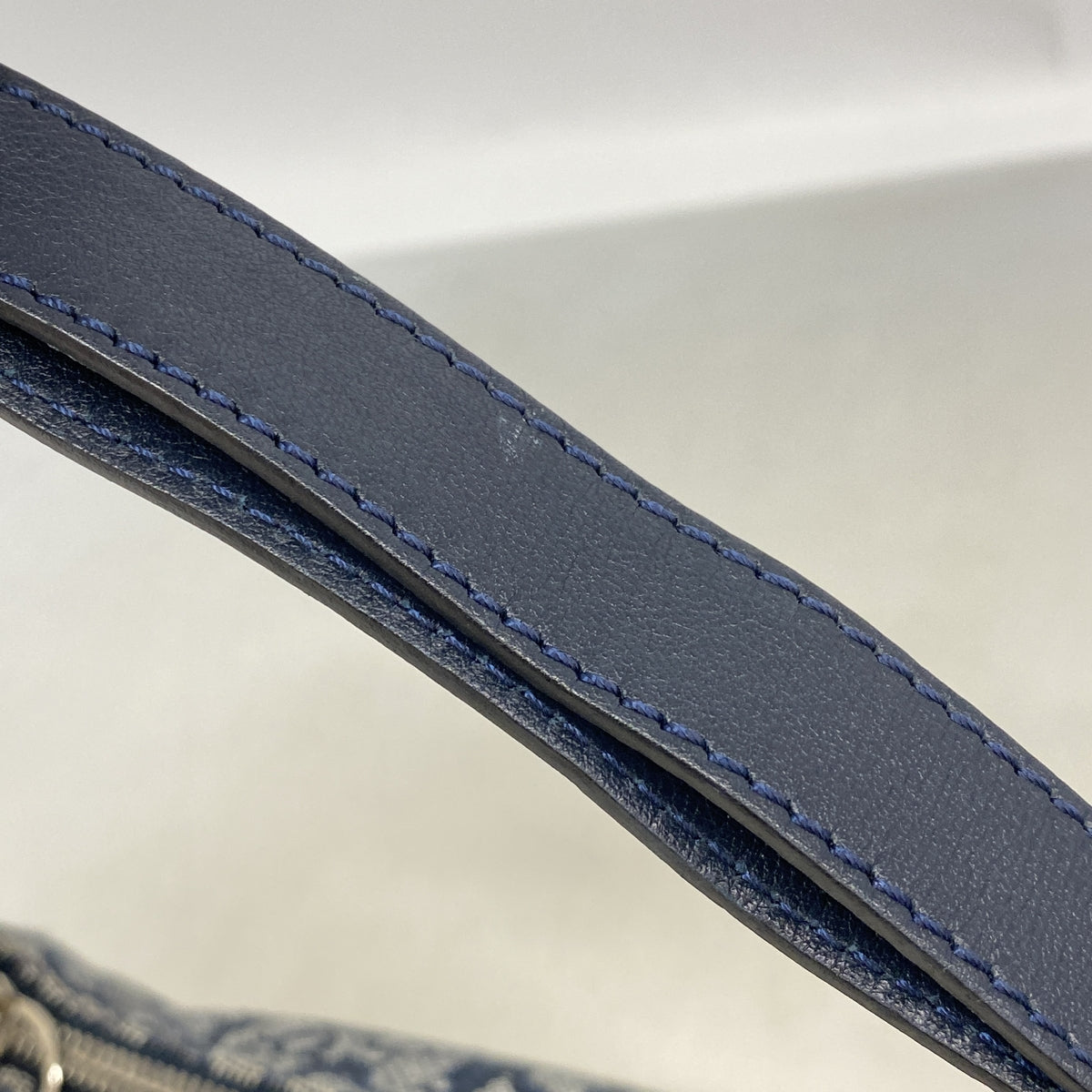 【6ge5872】クリスチャンディオール ハンドバッグ トロッター キャンバス ネイビー シルバー金具【中古】レディース