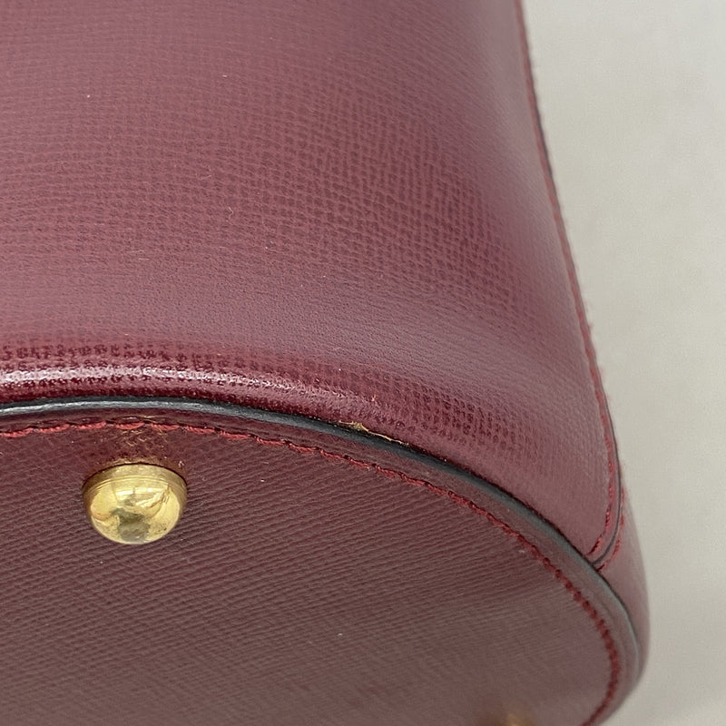 【6ge5873】カルティエ ショルダーバッグ マスト レザー ボルドー ゴールド金具【中古】レディース