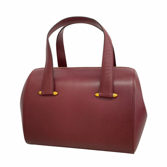 【6ge5874】カルティエ ハンドバッグ マスト レザー ボルドー ゴールド金具【中古】レディース