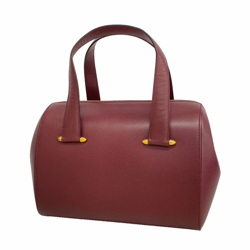【6ge5874】カルティエ ハンドバッグ マスト レザー ボルドー ゴールド金具【中古】レディース