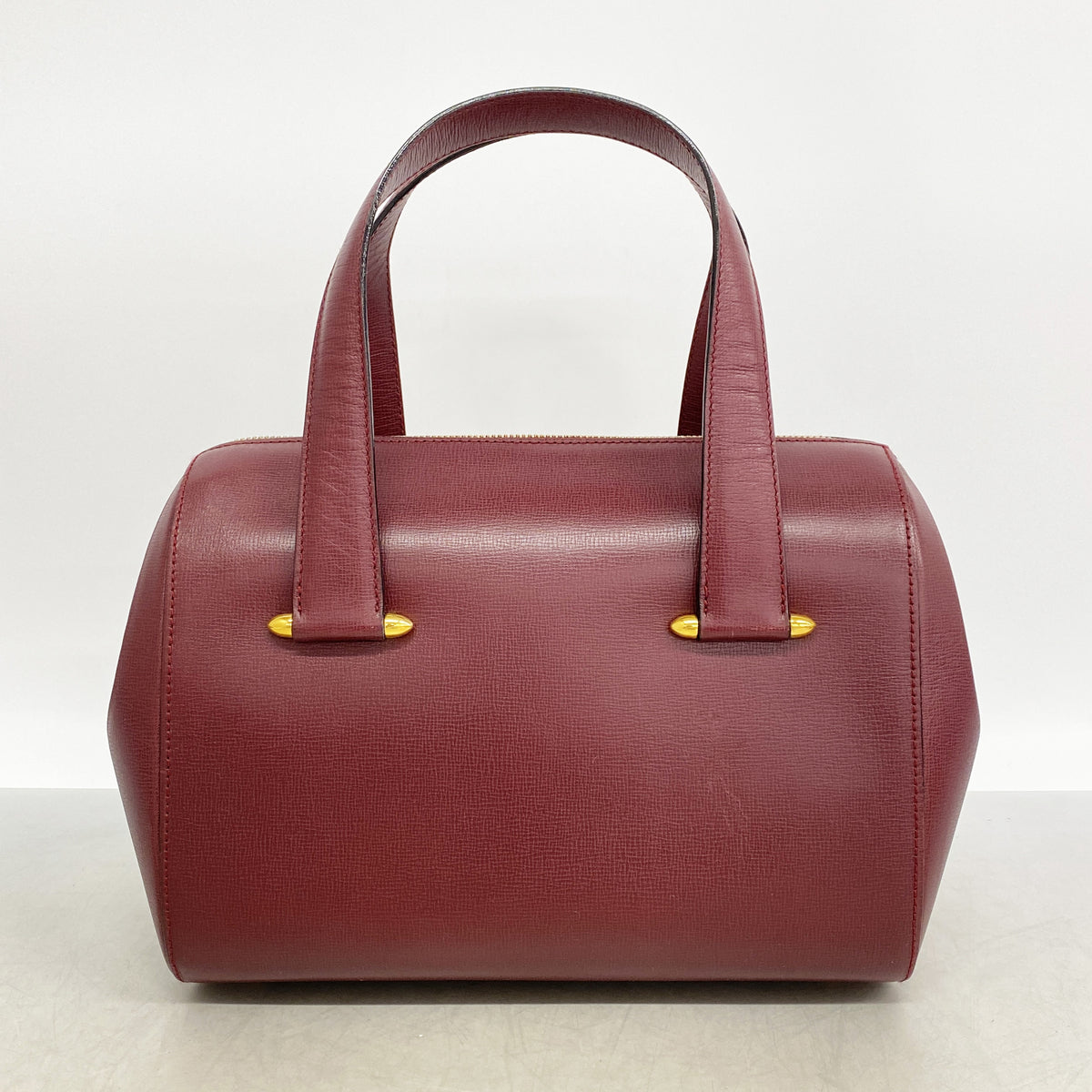 【6ge5874】カルティエ ハンドバッグ マスト レザー ボルドー ゴールド金具【中古】レディース