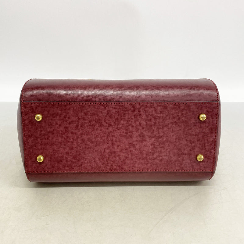 【6ge5874】カルティエ ハンドバッグ マスト レザー ボルドー ゴールド金具【中古】レディース