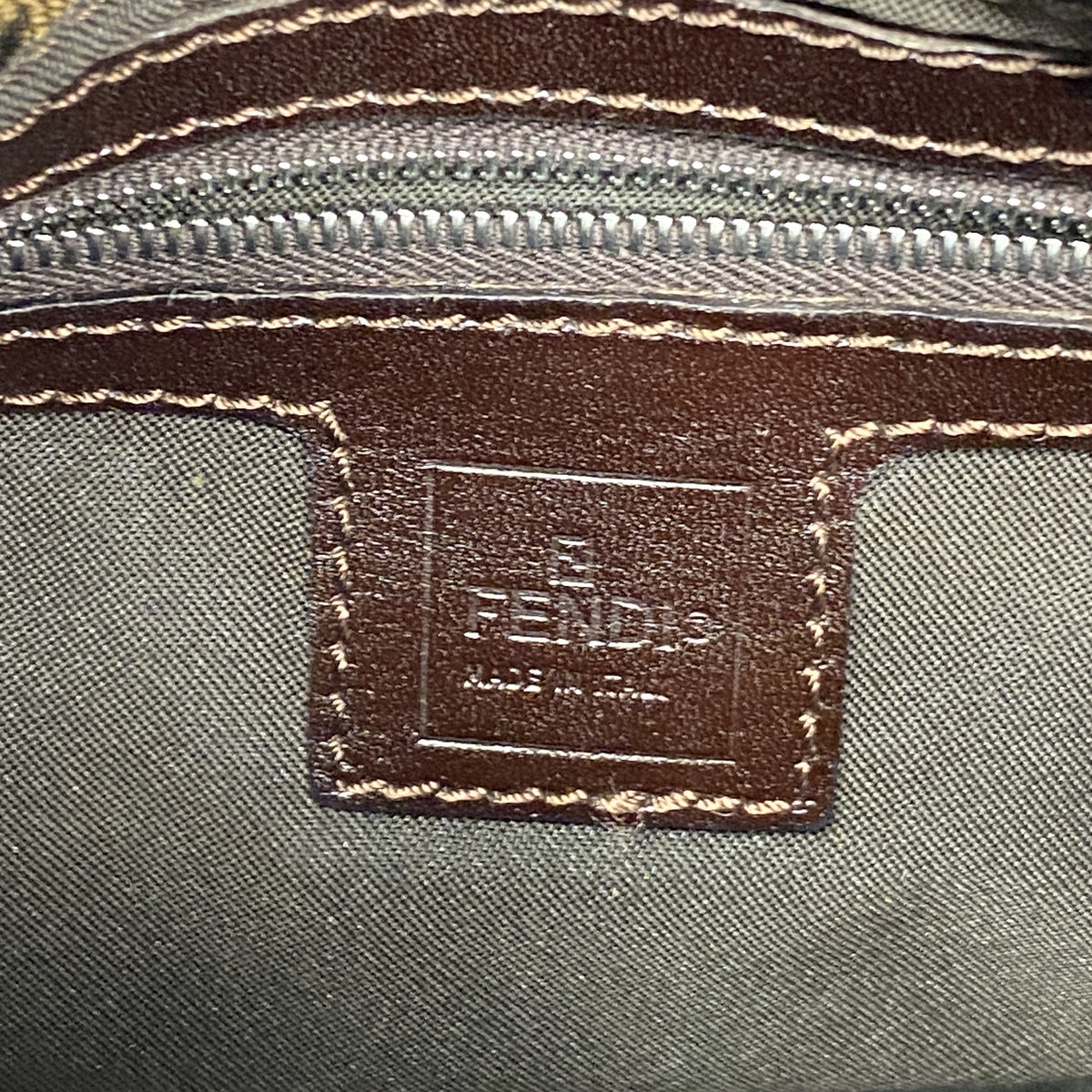 【6ge5876】フェンディ ハンドバッグ ズッカ ナイロンキャンバス ブラウン シルバー金具【中古】レディース