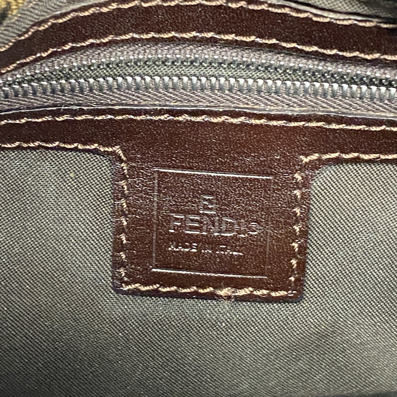 【6ge5876】フェンディ ハンドバッグ ズッカ ナイロンキャンバス ブラウン シルバー金具【中古】レディース