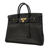 【6ge5881】エルメス ハンドバッグ バーキン40 アルデンヌ ブラック ゴールド金具 □A刻印【中古】メンズ