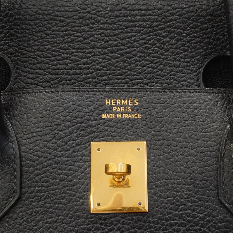 【6ge5881】エルメス ハンドバッグ バーキン40 アルデンヌ ブラック ゴールド金具 □A刻印【中古】メンズ