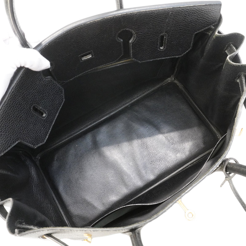 【6ge5881】エルメス ハンドバッグ バーキン40 アルデンヌ ブラック ゴールド金具 □A刻印【中古】メンズ