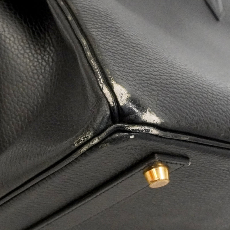 【6ge5881】エルメス ハンドバッグ バーキン40 アルデンヌ ブラック ゴールド金具 □A刻印【中古】メンズ