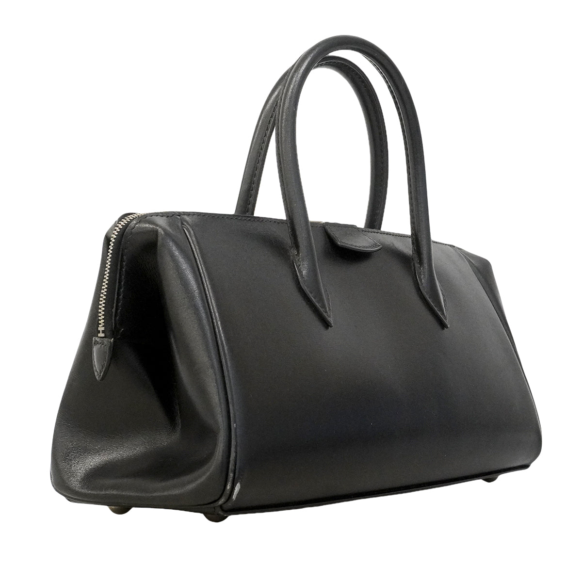 【6ge5882】エルメス ハンドバッグ パリボンベイ27 ボックスカーフ ブラック ナチュラル シルバー金具 □J刻印【中古】レディース