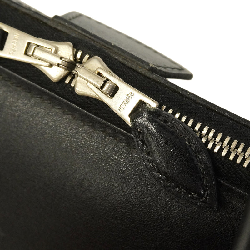 【6ge5882】エルメス ハンドバッグ パリボンベイ27 ボックスカーフ ブラック ナチュラル シルバー金具 □J刻印【中古】レディース