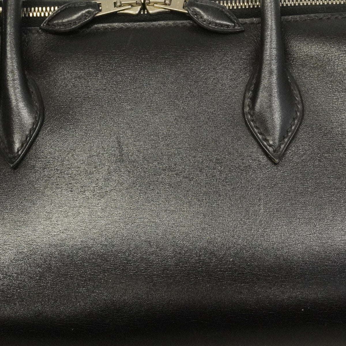 【6ge5882】エルメス ハンドバッグ パリボンベイ27 ボックスカーフ ブラック ナチュラル シルバー金具 □J刻印【中古】レディース
