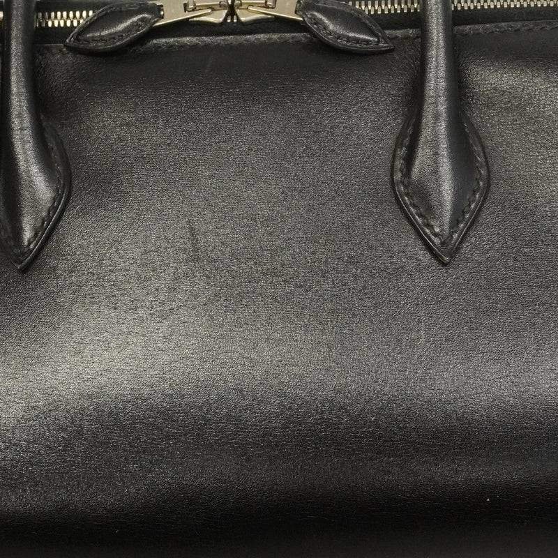 【6ge5882】エルメス ハンドバッグ パリボンベイ27 ボックスカーフ ブラック ナチュラル シルバー金具 □J刻印【中古】レディース