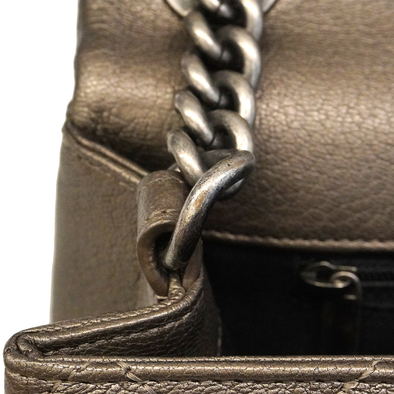 【6ge5883】シャネル ショルダーバッグ マトラッセ チェーンショルダー レザー グレー シルバー金具【中古】レディース