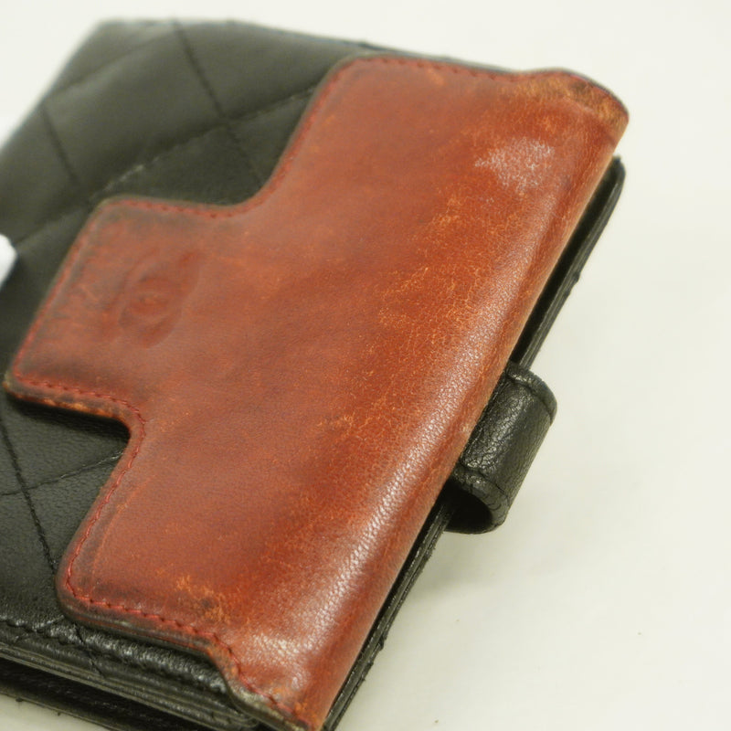 【6ge5905-k】シャネル 財布 マトラッセ ラムスキン ブラック シルバー金具【中古】レディース