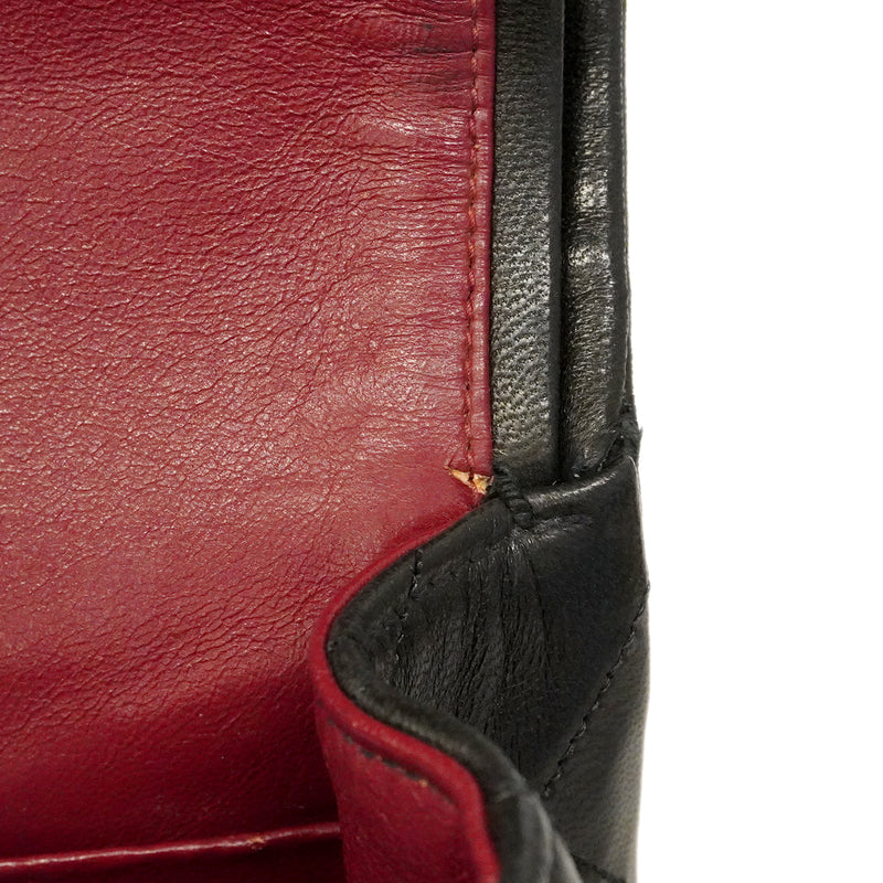 【6ge5907】シャネル ショルダーバッグ マトラッセ Wフラップ Wチェーン ラムスキン ブラック ゴールド金具【中古】レディース