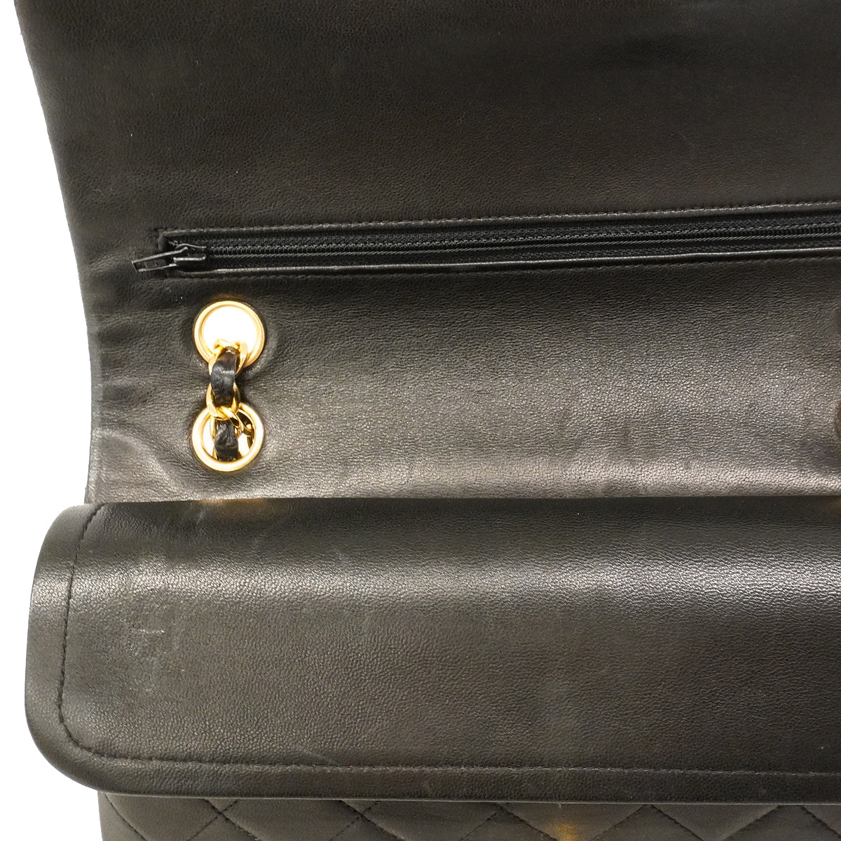【6ge5907】シャネル ショルダーバッグ マトラッセ Wフラップ Wチェーン ラムスキン ブラック ゴールド金具【中古】レディース
