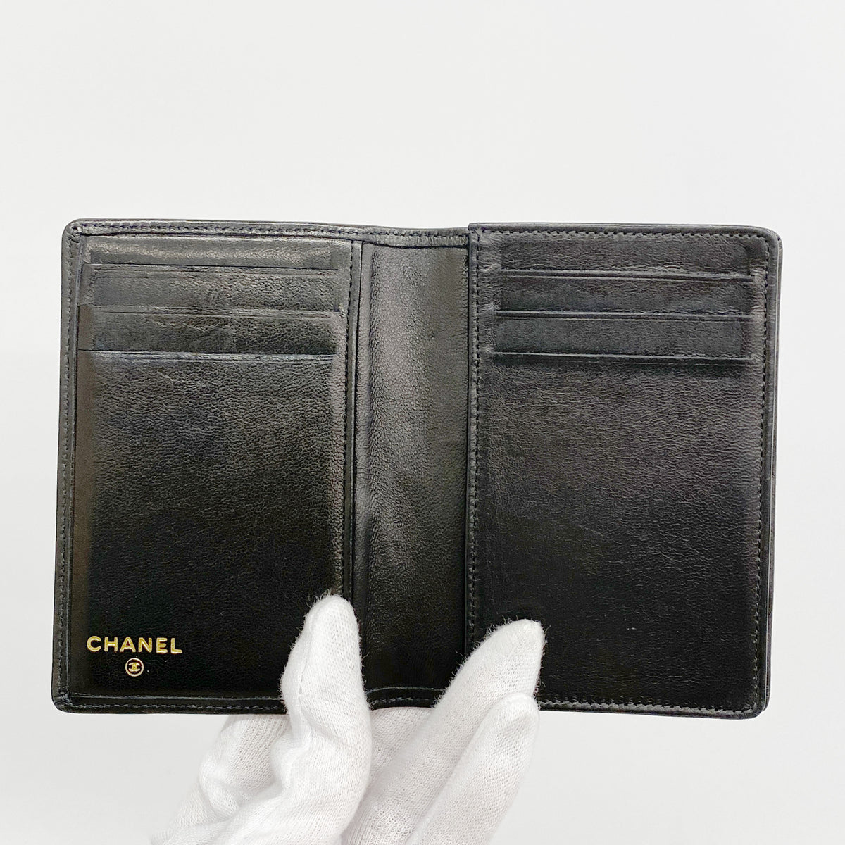 【6ge5927】シャネル カードケース ラムスキン ブラック【中古】レディース