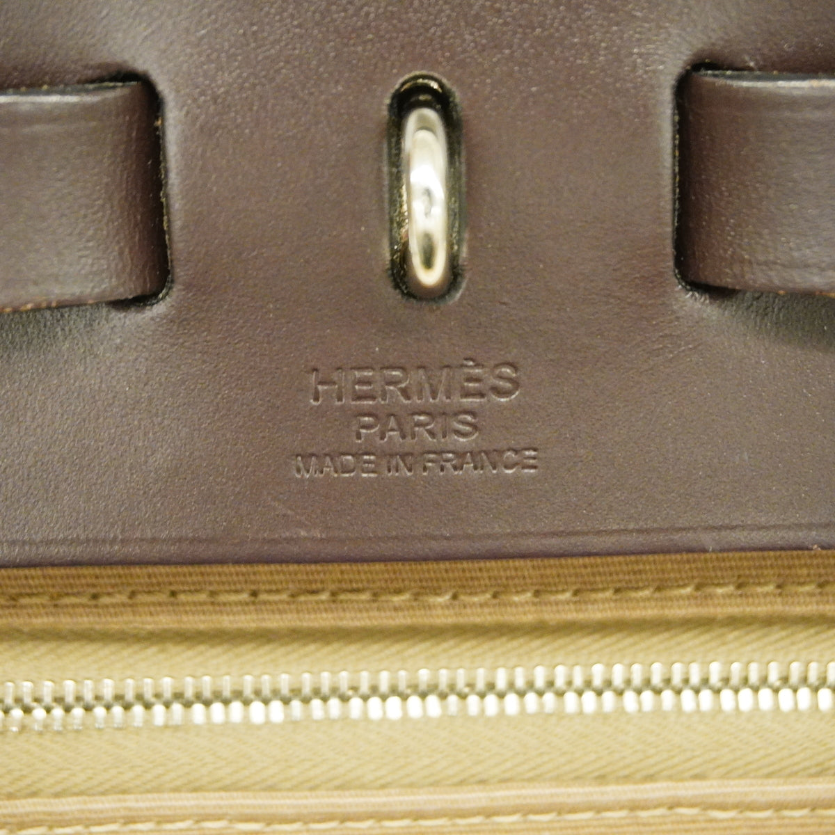 【6ge5928-h】エルメス ハンドバッグ エールバッグジップPM トワルオフィシエ ブラウン グレー シルバー金具 T刻印 2wayバッグ【中古】レディース