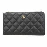 【6ge5940】シャネル 長財布 マトラッセ キャビアスキン ブラック シャンパンゴールド金具【中古】レディース