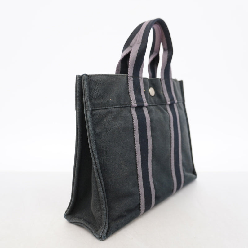 【6ge5941】エルメス トートバッグ フールトゥPM キャンバス ブラック シルバー金具【中古】レディース