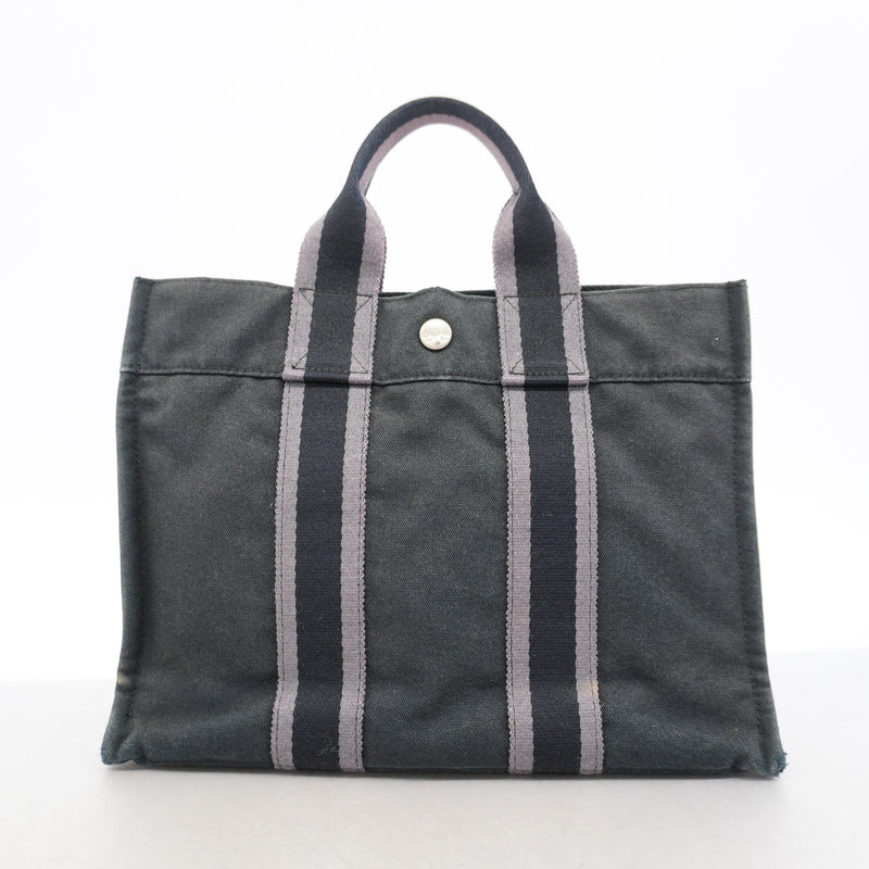 【6ge5941】エルメス トートバッグ フールトゥPM キャンバス ブラック シルバー金具【中古】レディース