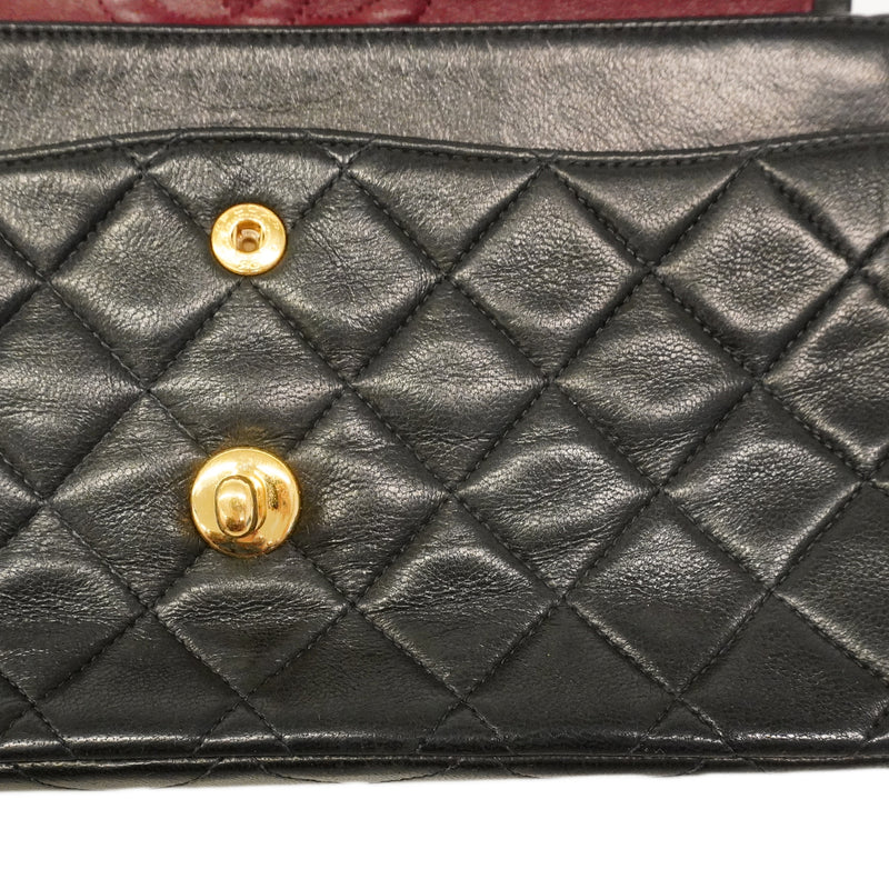 【6ge5950-h】シャネル ショルダーバッグ マトラッセ Wフラップ Wチェーン ラムスキン ブラック ゴールド金具【中古】レディース