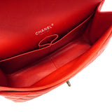 【6ge5957-h】シャネル ショルダーバッグ デカマトラッセ Wフラップ Wチェーン キャビアスキン レッド シルバー金具【中古】レディース