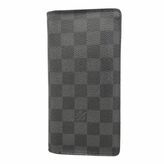 【6ge5966】ルイヴィトン 長財布 ダミエ・グラフィット ポルトフォイユ ブラザ N62665 ブラック【中古】メンズ