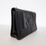【6ge5988】シャネル ショルダーバッグ チェーンショルダー ラムスキン ブラック ゴールド金具【中古】レディース