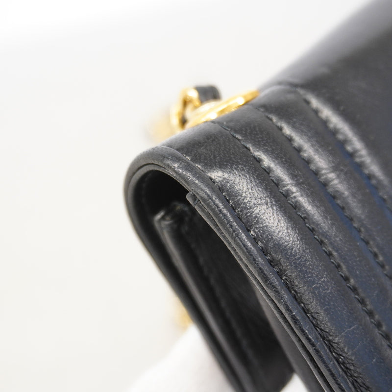 【6ge5988】シャネル ショルダーバッグ チェーンショルダー ラムスキン ブラック ゴールド金具【中古】レディース