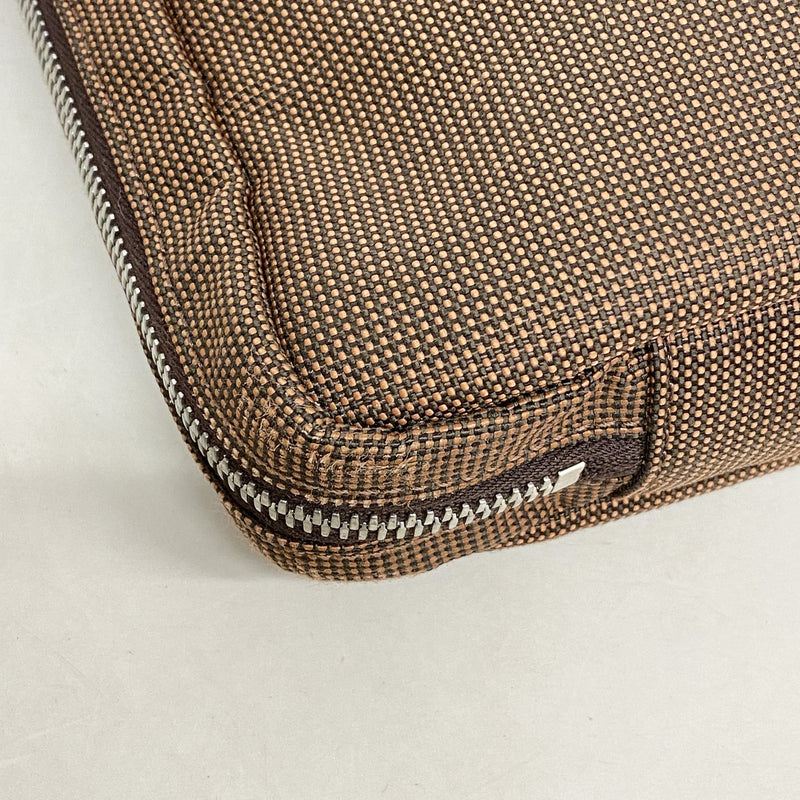 【6ge5989-k】エルメス ブリーフケース エールラインドキュメント ナイロン ブラウン シルバー金具【中古】メンズ