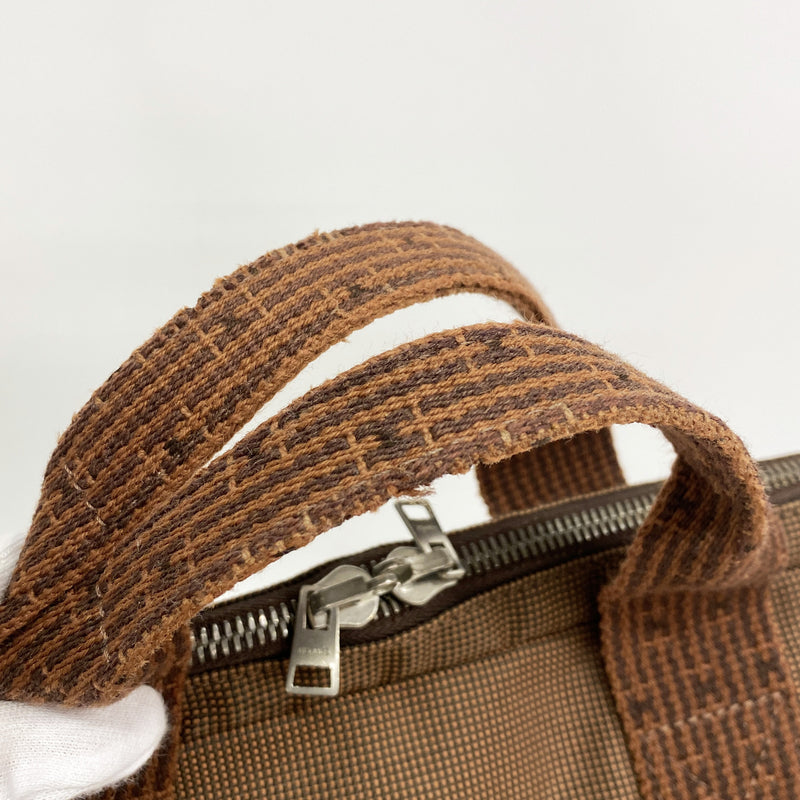 【6ge5989-k】エルメス ブリーフケース エールラインドキュメント ナイロン ブラウン シルバー金具【中古】メンズ