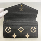 【6ge5994-k】ルイヴィトン 長財布 モノグラム・アンプラント バイカラー ポルトフォイユサラ M80496 ブラック ベージュ【中古】レディース