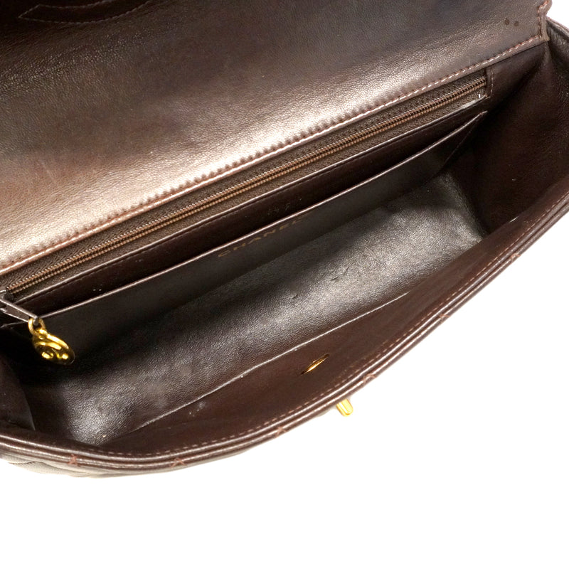 【6ge6024】シャネル ハンドバッグ マトラッセ 親子バッグ ラムスキン ブラウン ゴールド金具【中古】レディース