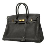 【6ge6025-h】エルメス ハンドバッグ バーキン35 トゴ ブラック ゴールド金具 □D刻印【中古】レディース