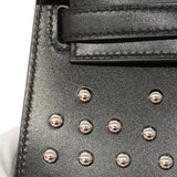 【6ge6028-g】エルメス ハンドバッグ ミニケリー2 クルーテ ボックスカーフ ブラック シルバー金具 W刻印 2wayバッグ【中古】レディース