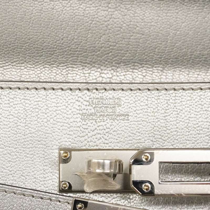 【6ge6060】エルメス ショルダーウォレット ケリートゥーゴー シェーブルシャムキラ シルバー シルバー金具 K刻印【中古】レディース