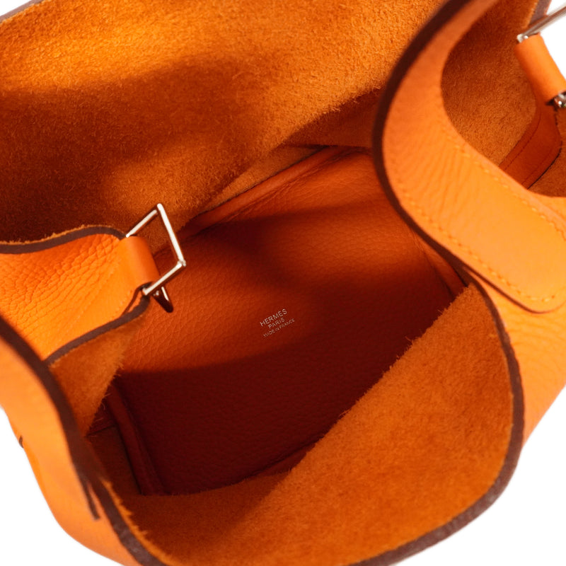 【6ge6061】エルメス ハンドバッグ ピコタンロックPM トリヨンクレマンス オレンジ シルバー金具 □O刻印【中古】レディース