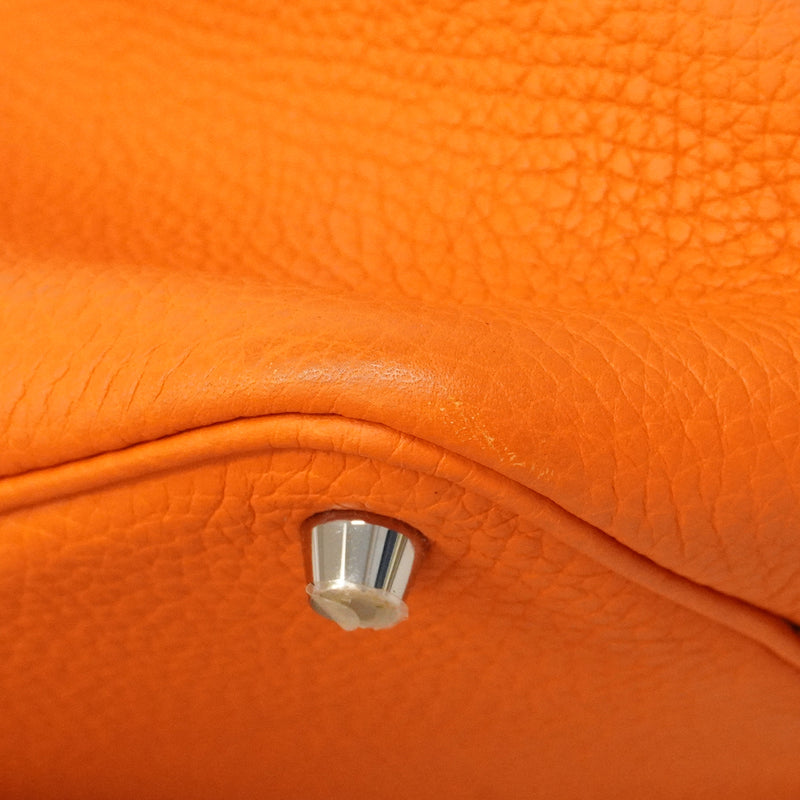 【6ge6061】エルメス ハンドバッグ ピコタンロックPM トリヨンクレマンス オレンジ シルバー金具 □O刻印【中古】レディース
