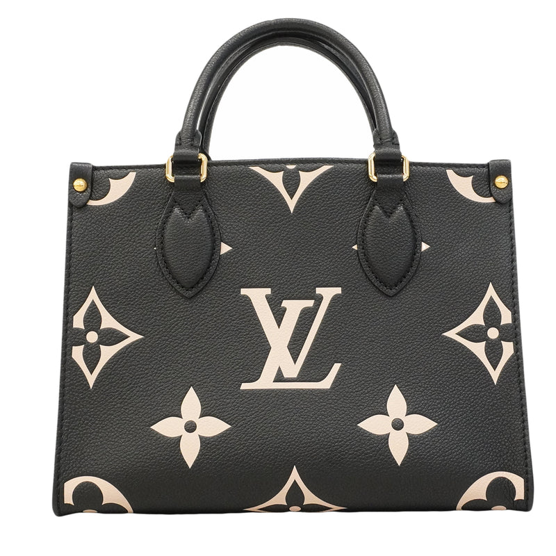 【6ge6086】ルイヴィトン ハンドバッグ モノグラム・アンプラント バイカラー オンザゴーPM M45659 ブラック ベージュ 2wayバッグ【中古】レディース