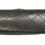 【6ge6088】シャネル ショルダーバッグ マトラッセ Wフラップ Wチェーン ラムスキン ブラック ゴールド金具【中古】レディース